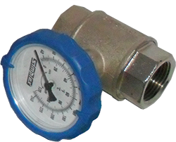 1" NPT Simplex Valve, Ball valve w/ innovative temperature gauge handle (Blue)